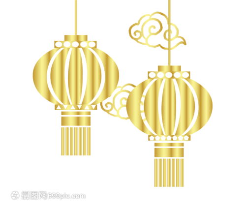 金色灯笼剪纸
