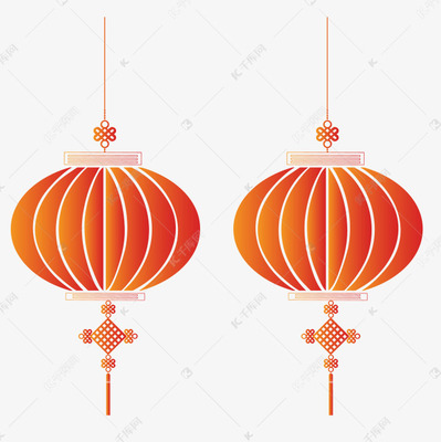 中国风红色灯笼中国结矢量图
