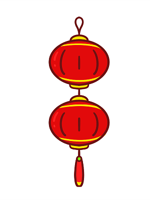 彩色手绘卡通灯笼新年元素灯笼元素PNG素材