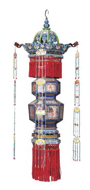 欣赏 紫禁城里的那些宫灯,紫檀 彩漆 牛角 画珐琅